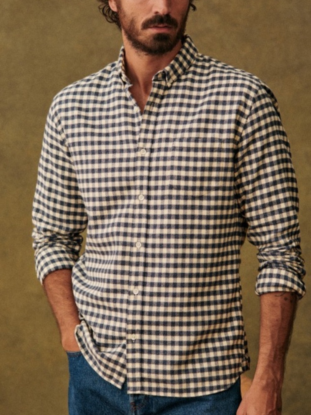Sezane Checked Flannel Charlie Shirt In Blue/Ecru